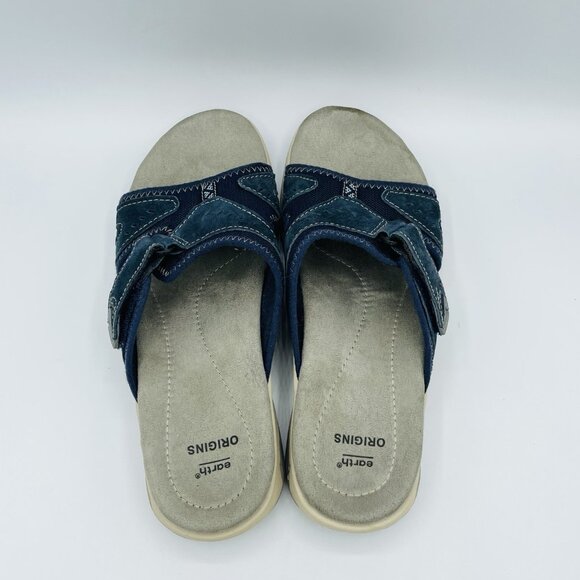 Earth Origins Sandals Womens Size 8M Blue Gray Comfort Open Toe Adjustable Slide - Picture 8 of 11